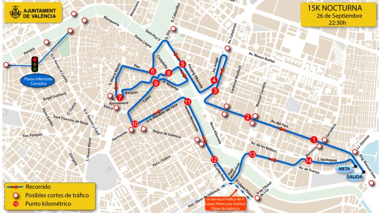 Movilidad establece un dispositivo especial de tráfico para la carrera 15K Nocturna de este sábado